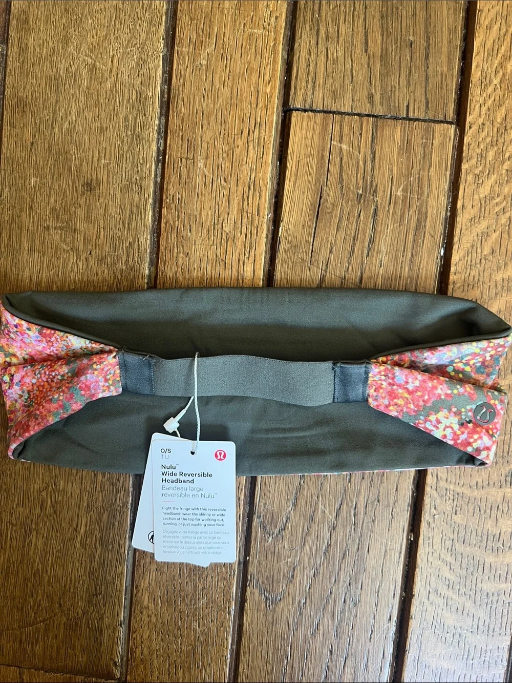 Lululemon Army Green Nulu Floral Wide Reversible Headband Hair NEW WITH TAGS